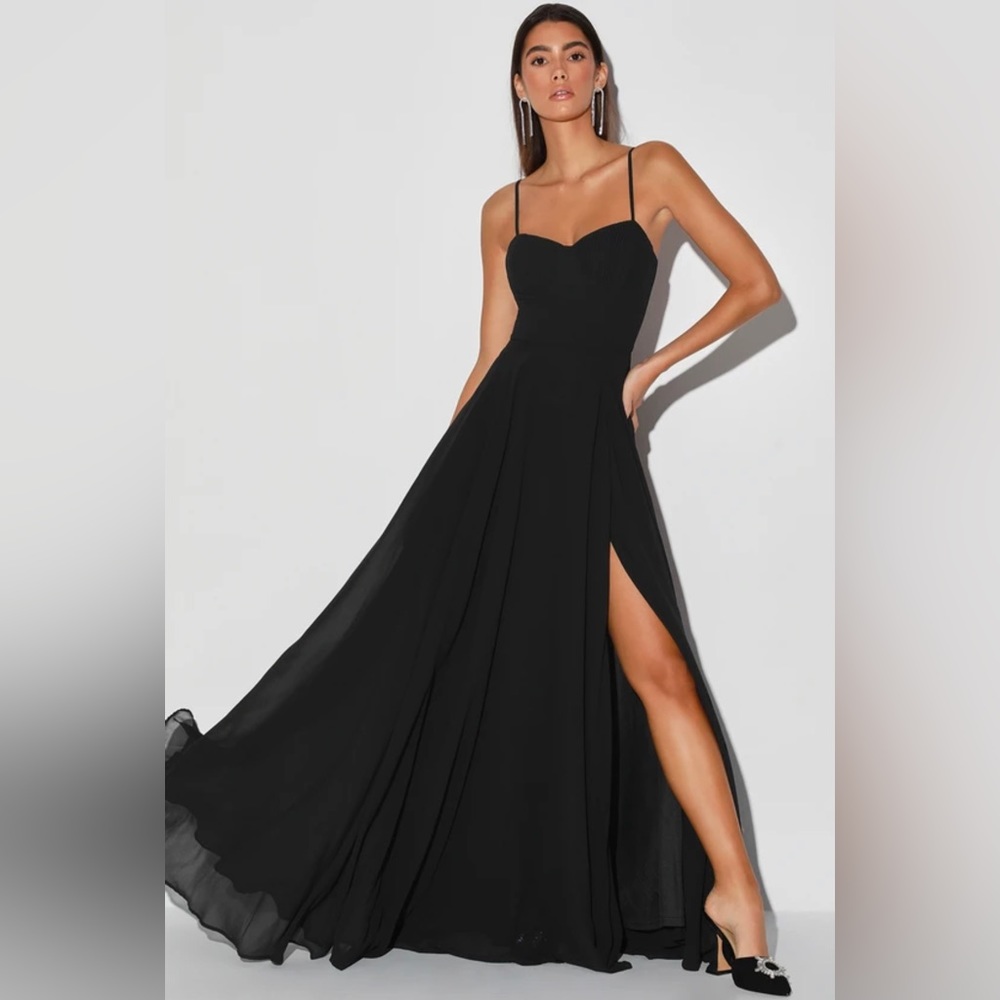 Cause for Commotion Black Pleated Bustier Maxi Dress